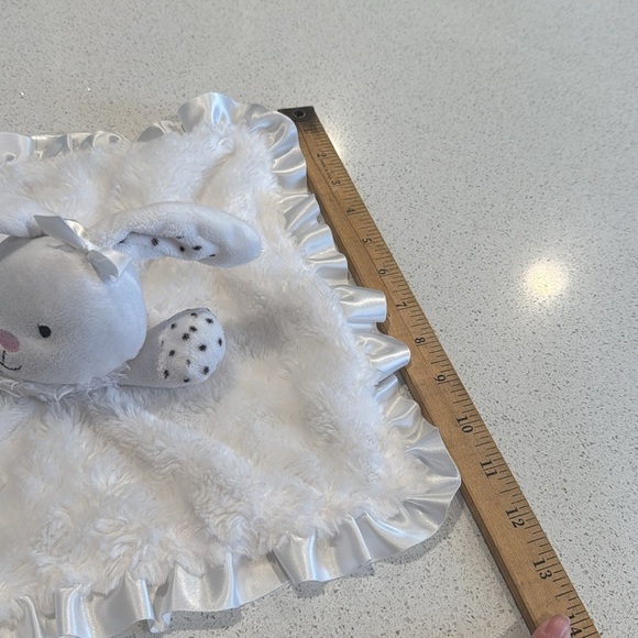 2010 Baby Starters White Polka Dot Bunny Rabbit Security Blanket Lovey Rattle - Picture 9 of 9